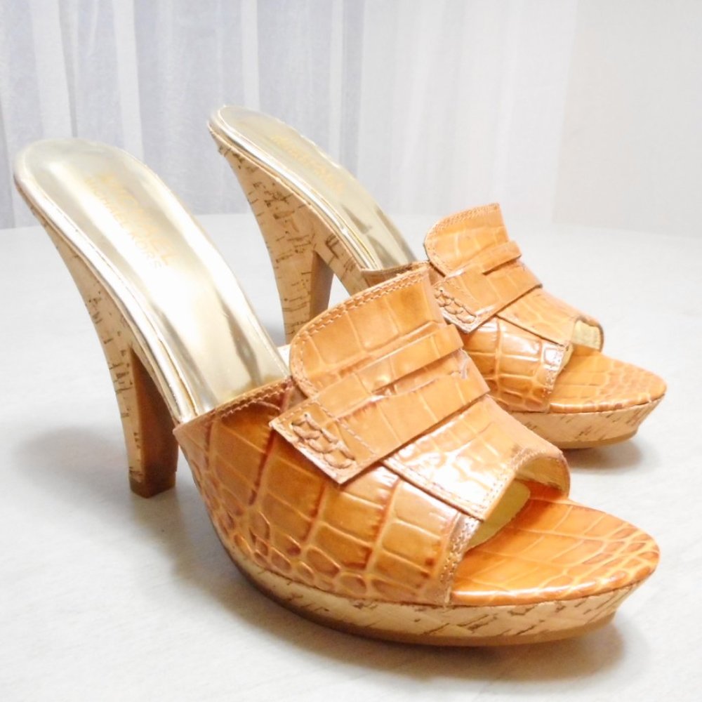 Michael Kors Croc Embossed Cork Heels  size 7.5
